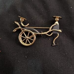 Vintage Gold Plated Rickshaw Pin Brooch